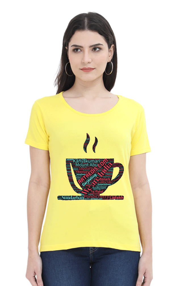 Artredis Women Cotton Regular All Over Print T-Shirts | India Cup| Half Sleeves | Round Neck