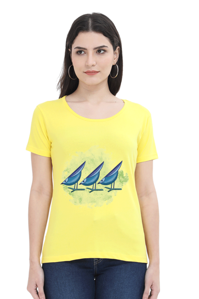 Artredis Women Cotton Printed Regular Fit T-Shirts |Birds | | Half Sleeves | Round Neck