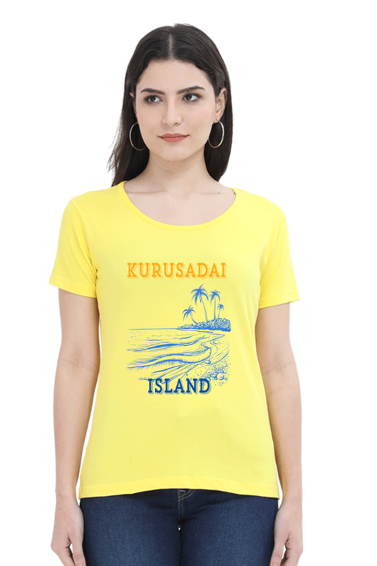 Artredis Women Cotton Printed Regular Fit T-Shirts | Kurusadai Island | Half Sleeves | Round Neck