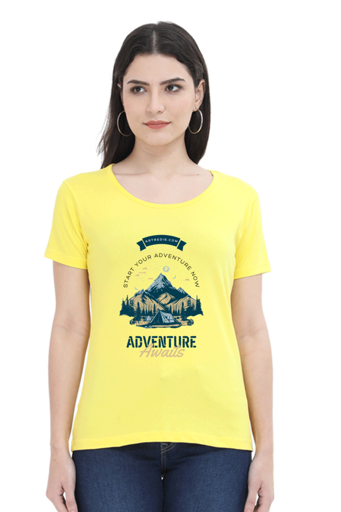 Artredis Women Cotton Printed Regular Fit T-Shirts |Adventure Awaits| Half Sleeves | Round Neck