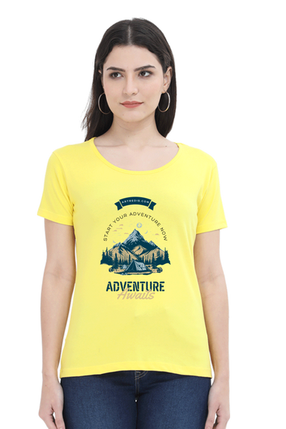 Artredis Women Cotton Printed Regular Fit T-Shirts |Adventure Awaits| Half Sleeves | Round Neck