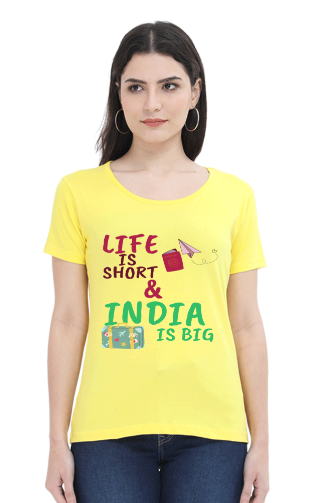 Artredis Women Cotton Printed Regular Fit T-Shirts | Life is Short| Half Sleeves | Round Neck