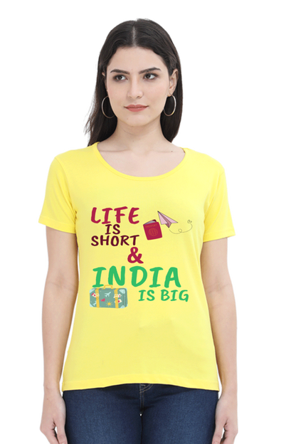 Artredis Women Cotton Printed Regular Fit T-Shirts | Life is Short| Half Sleeves | Round Neck