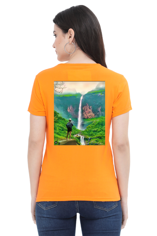 Artredis Women Cotton Printed Regular Fit T-Shirts |Nanemachi Falls| Half Sleeves | Round Neck