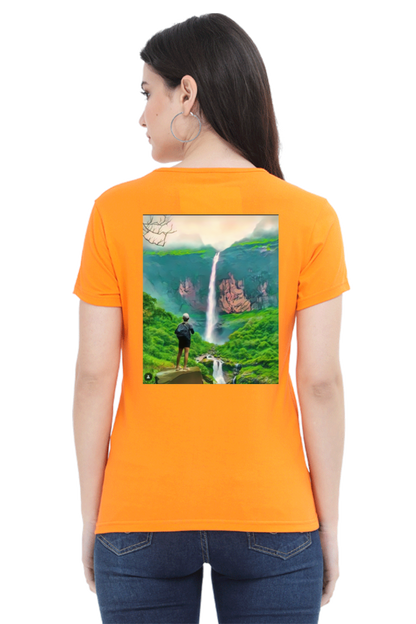 Artredis Women Cotton Printed Regular Fit T-Shirts |Nanemachi Falls| Half Sleeves | Round Neck