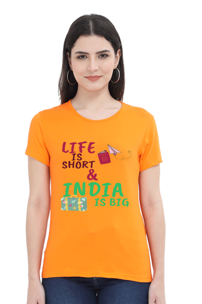 Artredis Women Cotton Printed Regular Fit T-Shirts | Life is Short| Half Sleeves | Round Neck