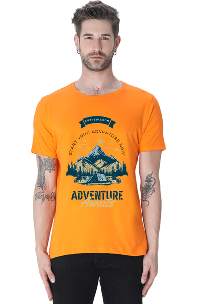 Artredis Men Cotton Printed Regular Fit T-Shirts |Adventure Awaits| | Half Sleeves | Round Neck