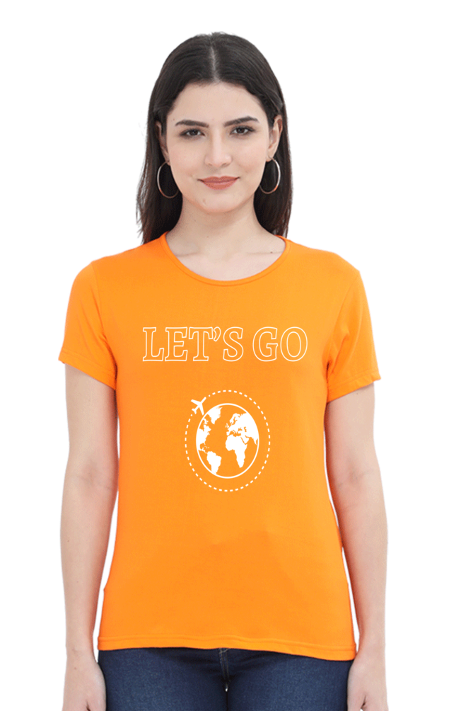 Artredis Women Cotton Regular All Over Print T-Shirts | Lets Go| Half Sleeves | Round Neck