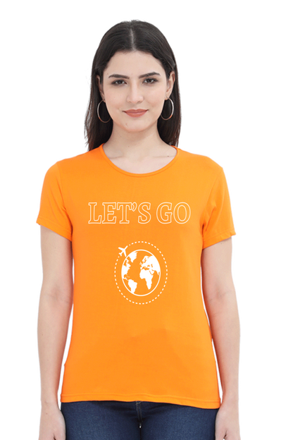 Artredis Women Cotton Regular All Over Print T-Shirts | Lets Go| Half Sleeves | Round Neck