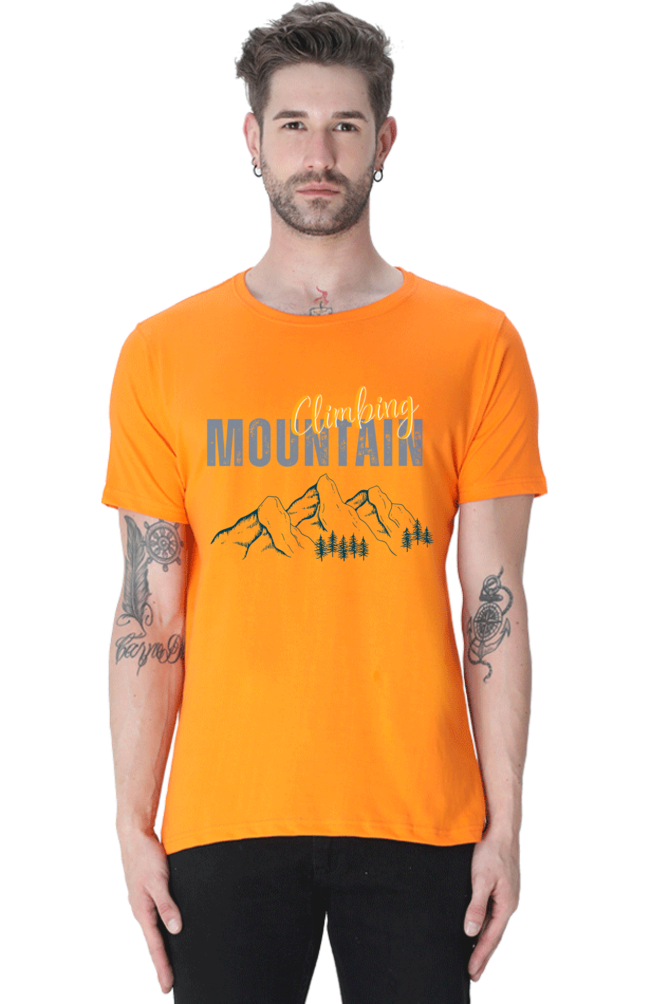 Artredis Men Cotton Printed Regular Fit T-Shirts |Climbing Mountains| | Half Sleeves | Round Neck