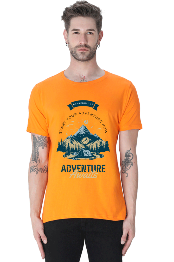 Artredis Men Cotton Printed Regular Fit T-Shirts |Adventure Awaits| | Half Sleeves | Round Neck