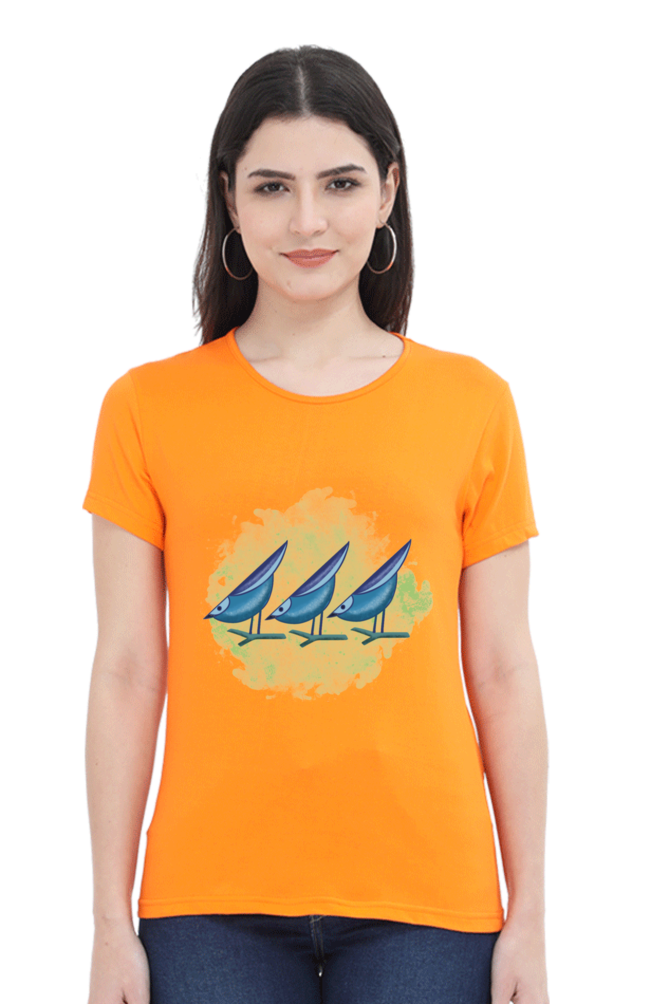 Artredis Women Cotton Printed Regular Fit T-Shirts |Birds | | Half Sleeves | Round Neck