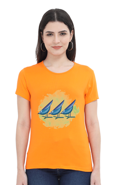 Artredis Women Cotton Printed Regular Fit T-Shirts |Birds | | Half Sleeves | Round Neck