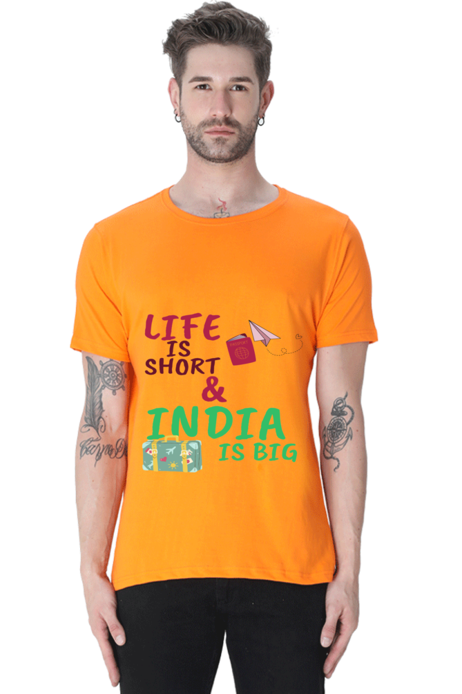 Artredis Men Cotton Printed Regular Fit T-Shirts |Life is Short | Round Neck