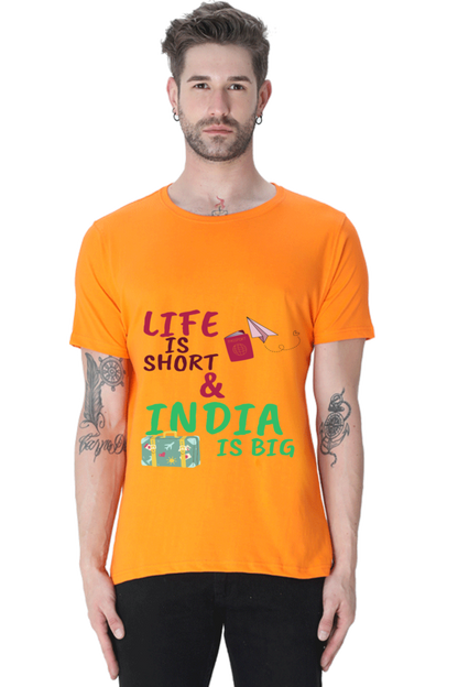 Artredis Men Cotton Printed Regular Fit T-Shirts |Life is Short | Round Neck