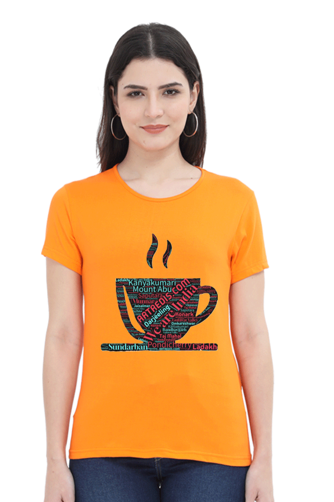 Artredis Women Cotton Regular All Over Print T-Shirts | India Cup| Half Sleeves | Round Neck