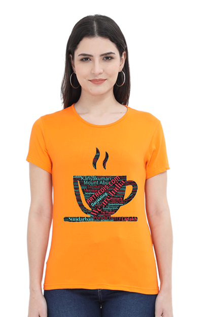 Artredis Women Cotton Regular All Over Print T-Shirts | India Cup| Half Sleeves | Round Neck