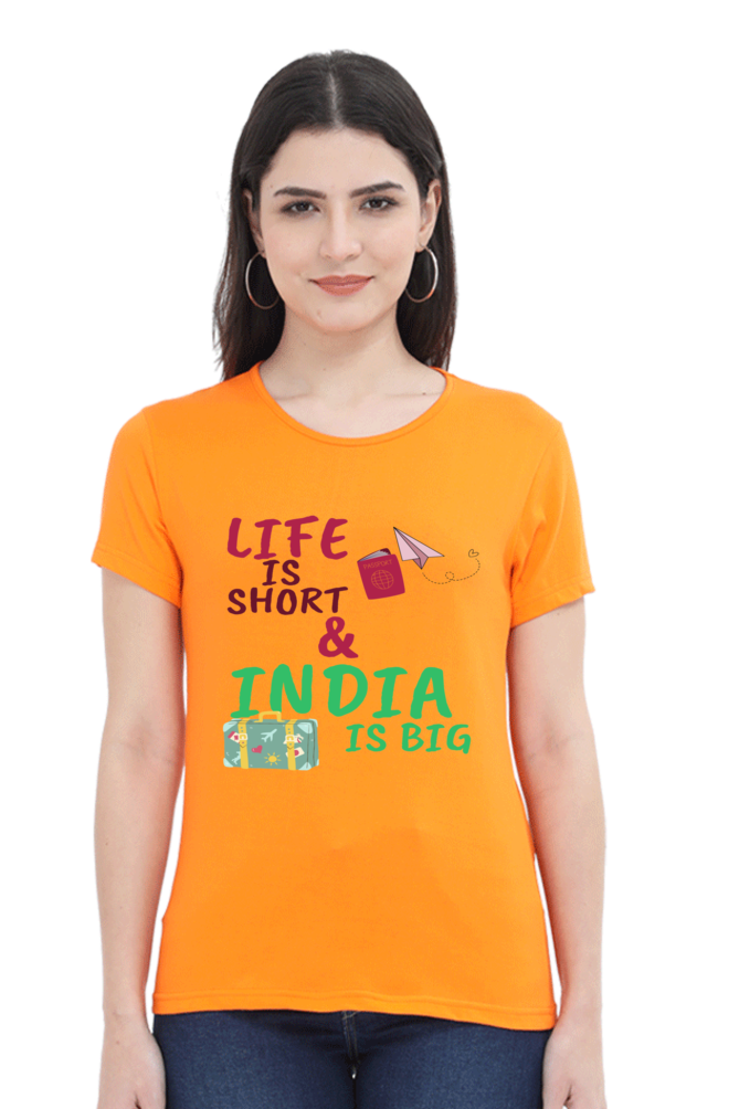 Artredis Women Cotton Printed Regular Fit T-Shirts | Life is Short| Half Sleeves | Round Neck