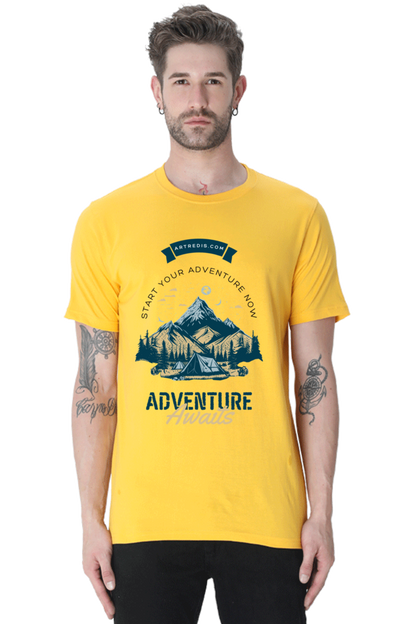 Artredis Men Cotton Printed Regular Fit T-Shirts |Adventure Awaits| | Half Sleeves | Round Neck