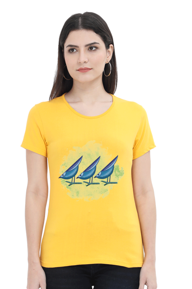 Artredis Women Cotton Printed Regular Fit T-Shirts |Birds | | Half Sleeves | Round Neck