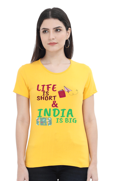 Artredis Women Cotton Printed Regular Fit T-Shirts | Life is Short| Half Sleeves | Round Neck