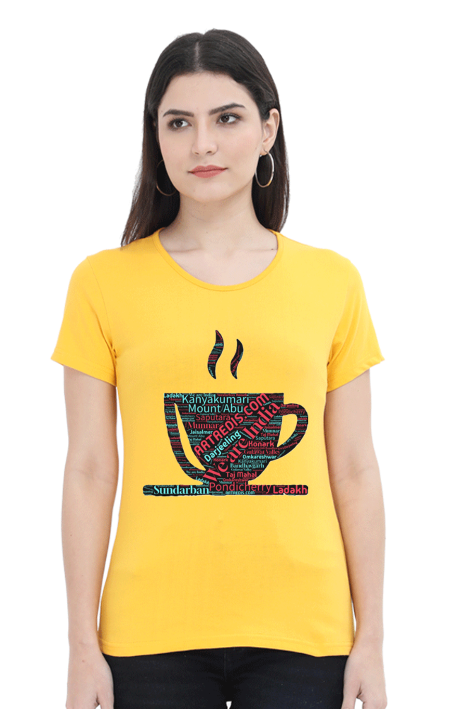 Artredis Women Cotton Regular All Over Print T-Shirts | India Cup| Half Sleeves | Round Neck