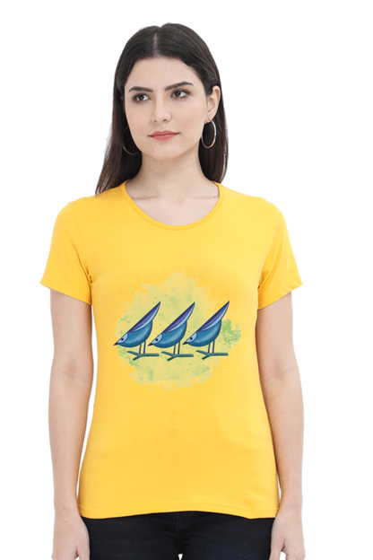 Artredis Women Cotton Printed Regular Fit T-Shirts |Birds | | Half Sleeves | Round Neck