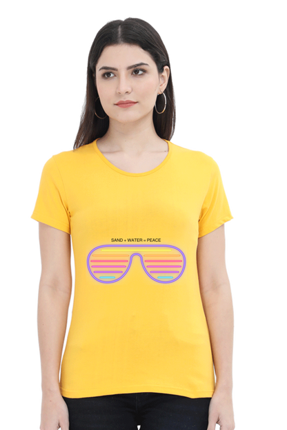 Artredis Women Cotton Printed Regular Fit T-Shirts | Sand Water | Half Sleeves | Round Neck