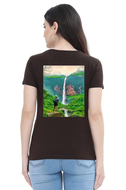 Artredis Women Cotton Printed Regular Fit T-Shirts |Nanemachi Falls| Half Sleeves | Round Neck