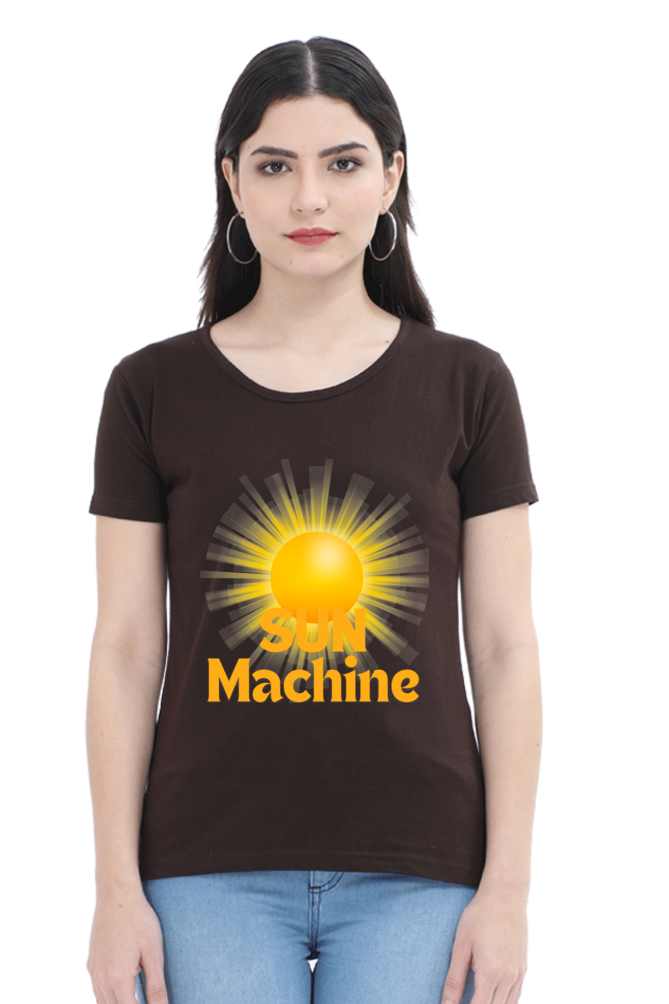 Artredis Women Cotton Regular All Over Print T-Shirts | Sun Machine| Half Sleeves | Round Neck