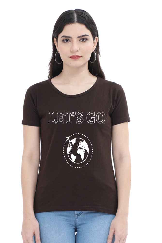 Artredis Women Cotton Regular All Over Print T-Shirts | Lets Go| Half Sleeves | Round Neck