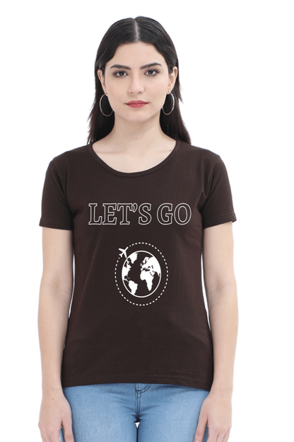 Artredis Women Cotton Regular All Over Print T-Shirts | Lets Go| Half Sleeves | Round Neck