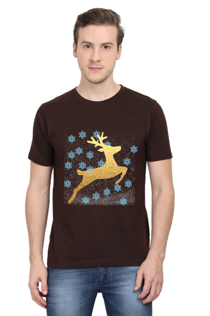 Artredis Men Cotton Printed Regular Fit T-Shirts |Reindeer | Round Neck