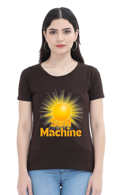 Artredis Women Cotton Regular All Over Print T-Shirts | Sun Machine| Half Sleeves | Round Neck