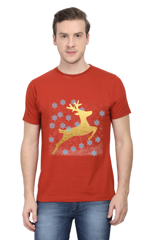 Artredis Men Cotton Printed Regular Fit T-Shirts |Reindeer | Round Neck