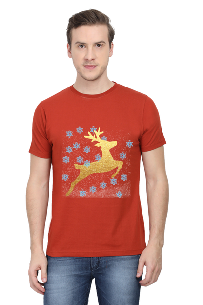 Artredis Men Cotton Printed Regular Fit T-Shirts |Reindeer | Round Neck