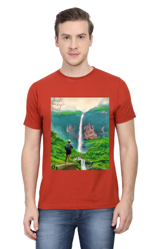 Artredis Men Cotton Printed Regular Fit T-Shirts |Nanemachi Falls| | Half Sleeves | Round Neck