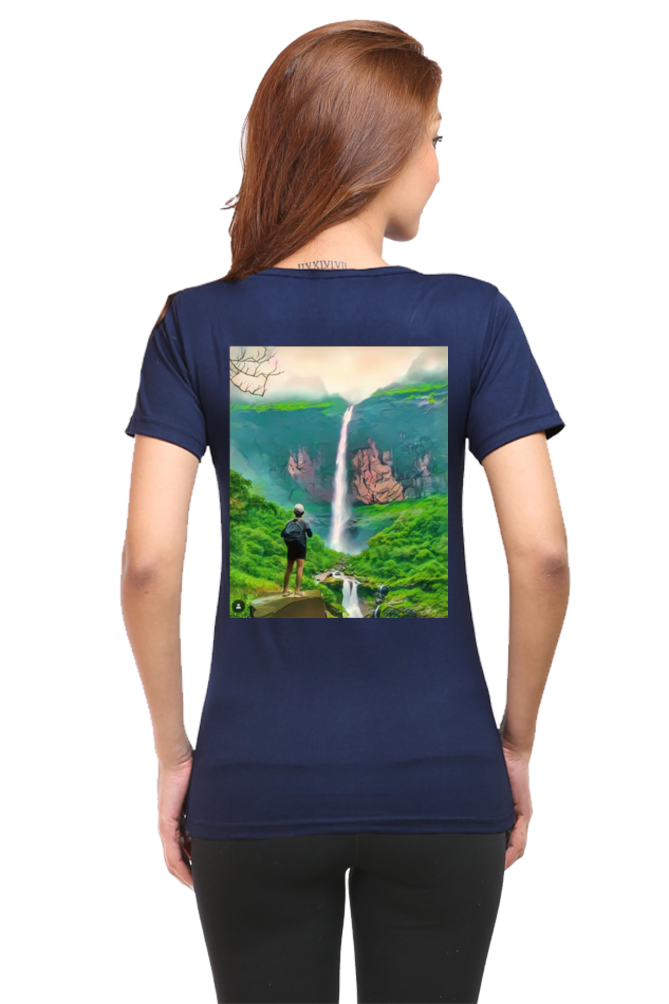 Artredis Women Cotton Printed Regular Fit T-Shirts |Nanemachi Falls| Half Sleeves | Round Neck