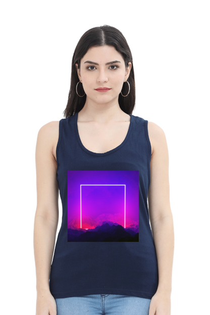 Artredis Women Cotton Tank Top | Heavens Gate| Half Sleeves | Round Neck