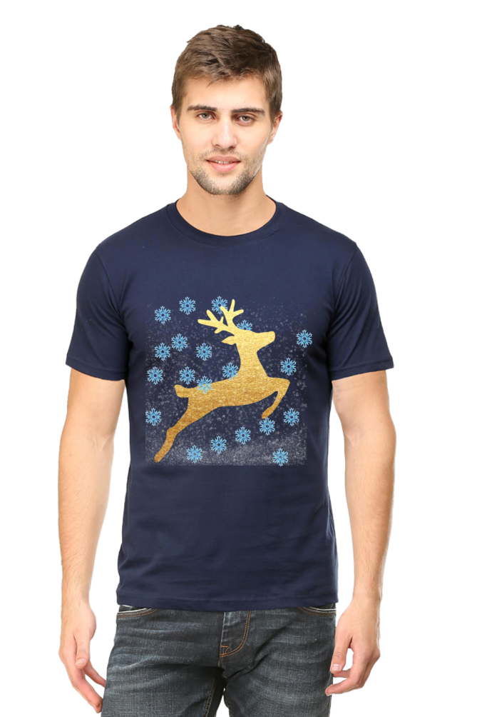 Artredis Men Cotton Printed Regular Fit T-Shirts |Reindeer | Round Neck