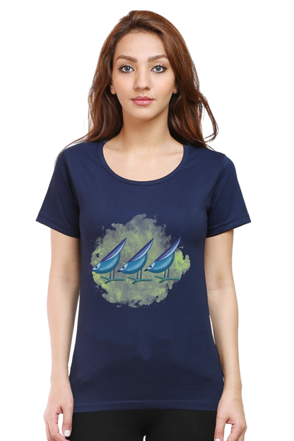 Artredis Women Cotton Printed Regular Fit T-Shirts |Birds | | Half Sleeves | Round Neck