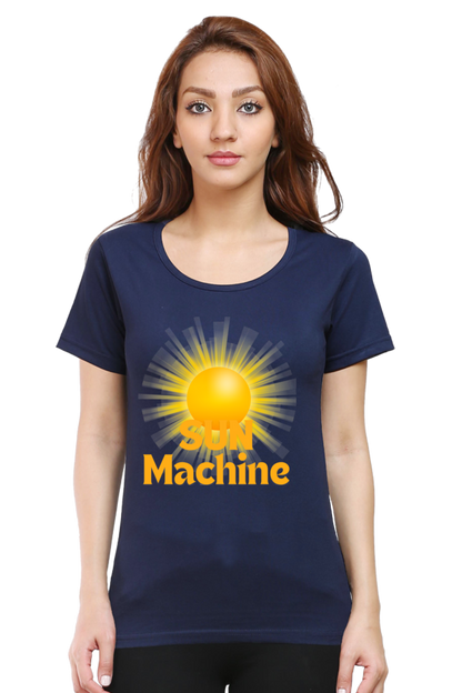 Artredis Women Cotton Regular All Over Print T-Shirts | Sun Machine| Half Sleeves | Round Neck