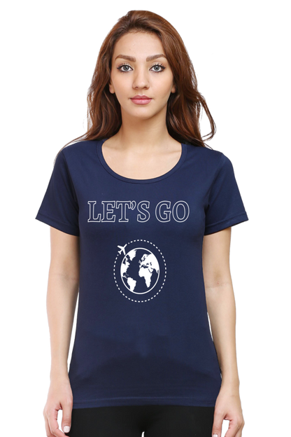 Artredis Women Cotton Regular All Over Print T-Shirts | Lets Go| Half Sleeves | Round Neck