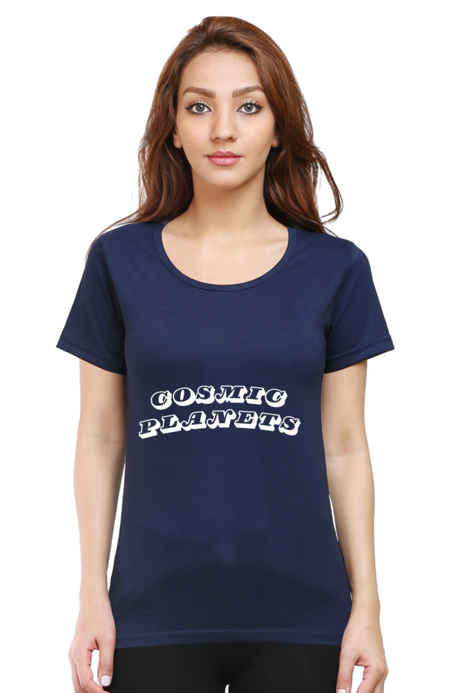 Artredis Women Cotton Regular All Over Print T-Shirts |Cosmic Planets| Half Sleeves | Round Neck