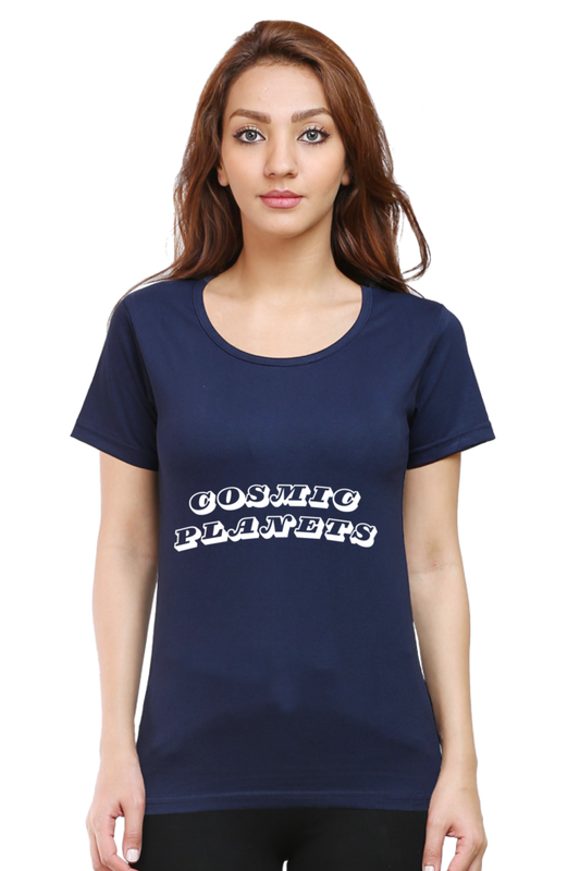 Artredis Women Cotton Regular All Over Print T-Shirts |Cosmic Planets| Half Sleeves | Round Neck