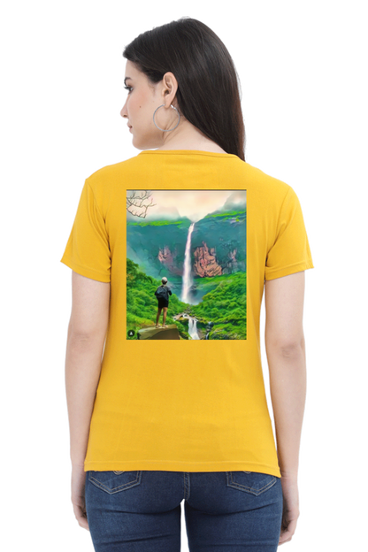 Artredis Women Cotton Printed Regular Fit T-Shirts |Nanemachi Falls| Half Sleeves | Round Neck