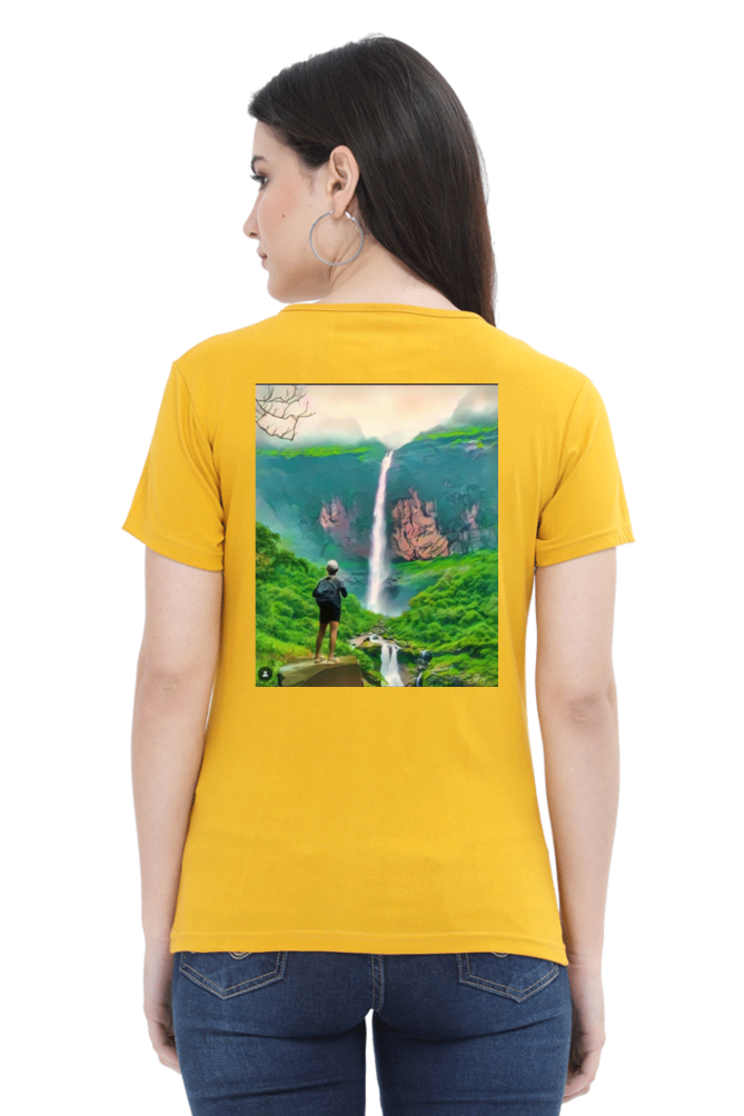 Artredis Women Cotton Printed Regular Fit T-Shirts |Nanemachi Falls| Half Sleeves | Round Neck