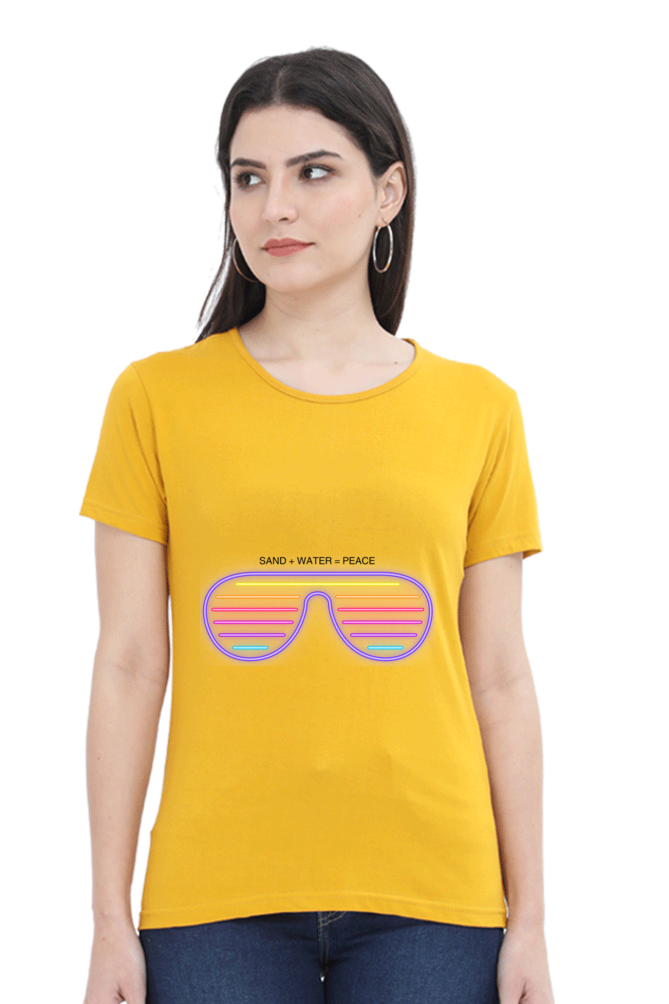 Artredis Women Cotton Printed Regular Fit T-Shirts | Sand Water | Half Sleeves | Round Neck