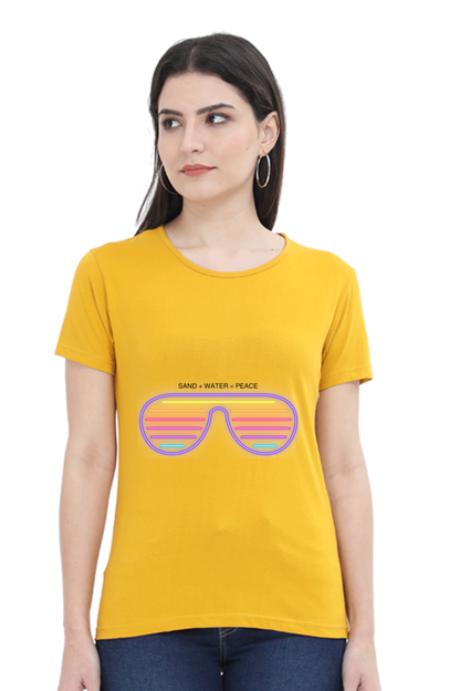 Artredis Women Cotton Printed Regular Fit T-Shirts | Sand Water | Half Sleeves | Round Neck