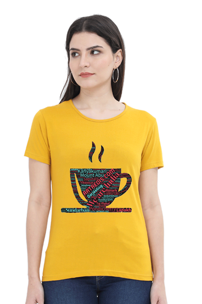 Artredis Women Cotton Regular All Over Print T-Shirts | India Cup| Half Sleeves | Round Neck